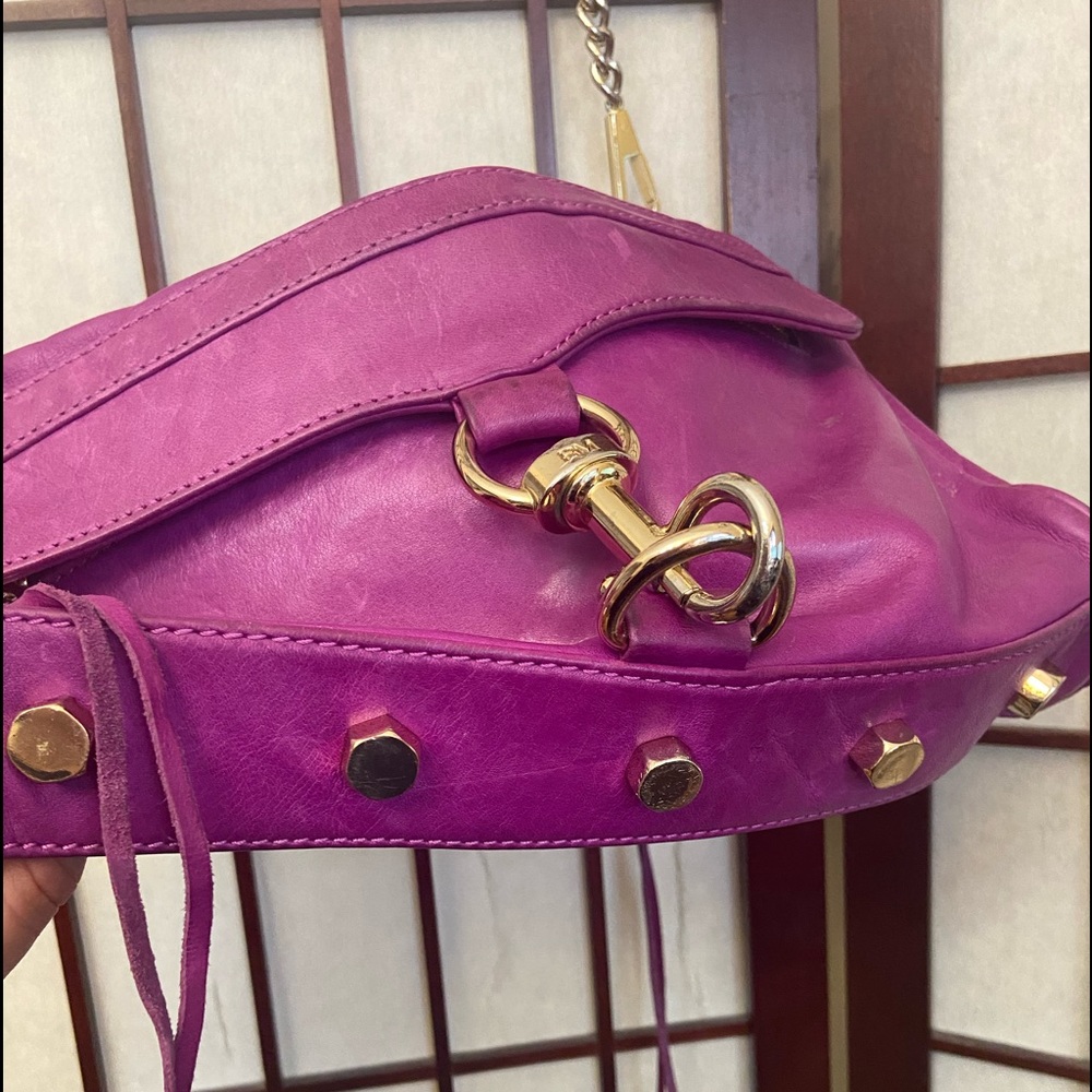 Rebecca Minkoff leather orchid MAC mottled with gold hardware details - Picture 10 of 12